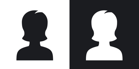 Wall Mural - female user icon, vector. two-tone version on black and white background