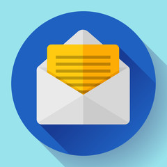 Wall Mural - Open Envelope Mail Icon new letter message notification Flat 2.0 design style.