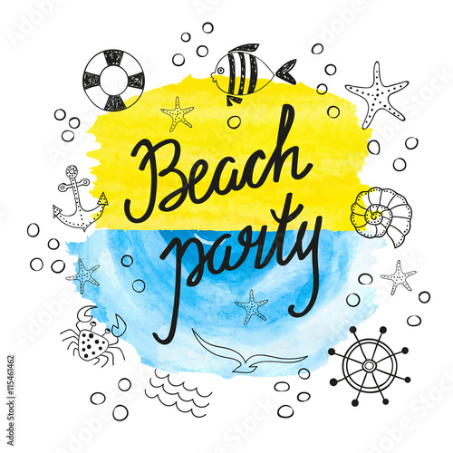 Beach party poster design. ...