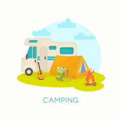 Wall Mural - Summer Camping Design