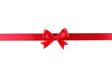 Wall Mural - Red ribbon with bow-knot on white background