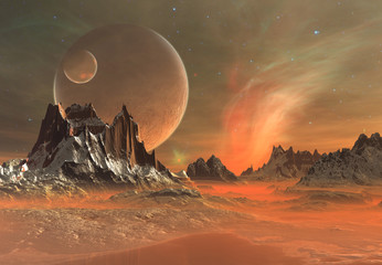 Wall Mural - 3d rendered fantasy alien planet - illustration