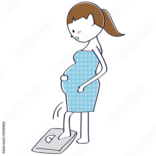 ポニーテール妊婦 体重測定 Stock イラスト Adobe Stock