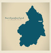 Modern Map - Northumberland unitary authority England UK