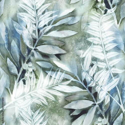 Naklejka - mata magnetyczna na lodówkę Watercolor Leaves Seamless Pattern