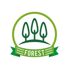 Poster - Forest logo and tree pine green vector