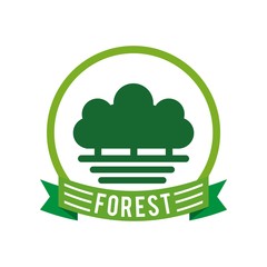 Poster - Forest logo and tree pine green vector