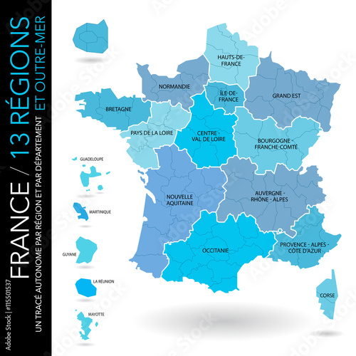 Carte De France 13 Regions Et Outre Mer Avec Departements Un Trace Autonome Par Zone Wall Mural Brad Pict Carte De France 13 Regions Et Outre Mer Avec Departements Un Trace Autonome Par Zone Wall Mural Brad Pict
