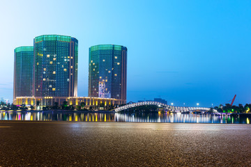 Canvas Print - modern office buildings in hangzhou west lake culture plaza at t