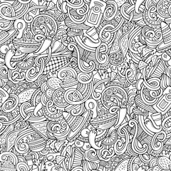 Wall Mural - Cartoon mexican food doodles seamless pattern