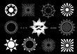 Set of different emblems of signs and symbols in the form of a circular or sun ornament