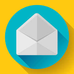 Wall Mural - Open Envelope Mail Icon new letter message notification Flat 2.0 design style.