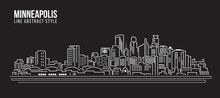 Cityscape Building Line Art Vector Illustration Design - Minneapolis City