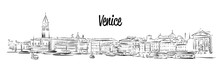 Venice Skyline, Italy, Hand Drawn Vector Sketch