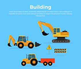 Wall Mural - Building Concept Banner Flat Design Vector