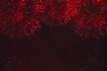 Red Fireworks On Particles Background