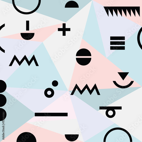 Tapeta ścienna Streszczenie minimalne geometryczne nowoczesny materiał tło wzór i czarne symbole