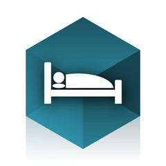Poster - hotel blue cube icon, modern design web element