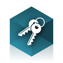 keys blue cube icon, modern design web element