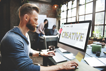 Wall Mural - create creative ideas thinking thoughts concept