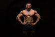 © Rudkov - handsome muscular bodybuilder posing on a black background