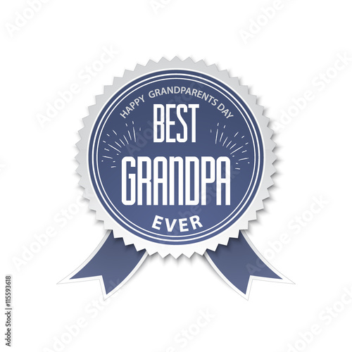 Download The Best Grandpa Badge With Ribbon Illustration Happy Grandparents Day Stock Vector Adobe Stock