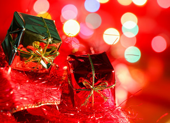 Wall Mural - Abstract red light christmas background.