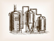 Beer brewing sketch vector illustration