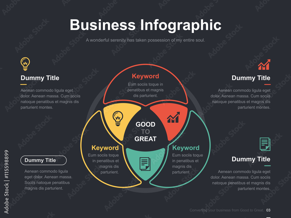 Flat business presentation vector slide template with diagram Stock ...