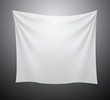White textile cloth banner with folds. 
