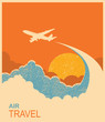 Airplane flying in sky.Vector air travel background