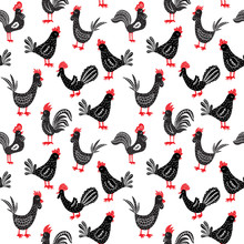 Seamless Roosters Pattern