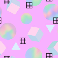 Poster - Geometric trendy 80s retro seamless pattern