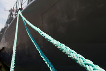 Mooring Rope Holding The Ship At The Pier