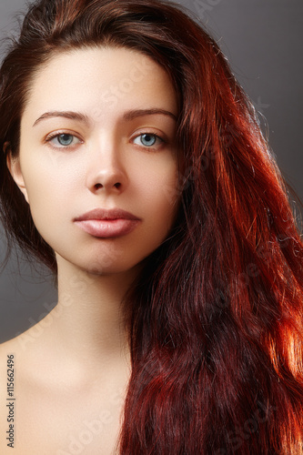 Beautiful Young Woman With Clean Skin Beautiful Shiny Red