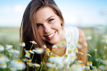 Beautiful woman in field