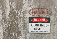 Red, Black And White Danger, Confined Space Warning Sign