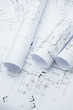 © worldwide_stock - architectural drawing paper rolls of a dwelling for construction