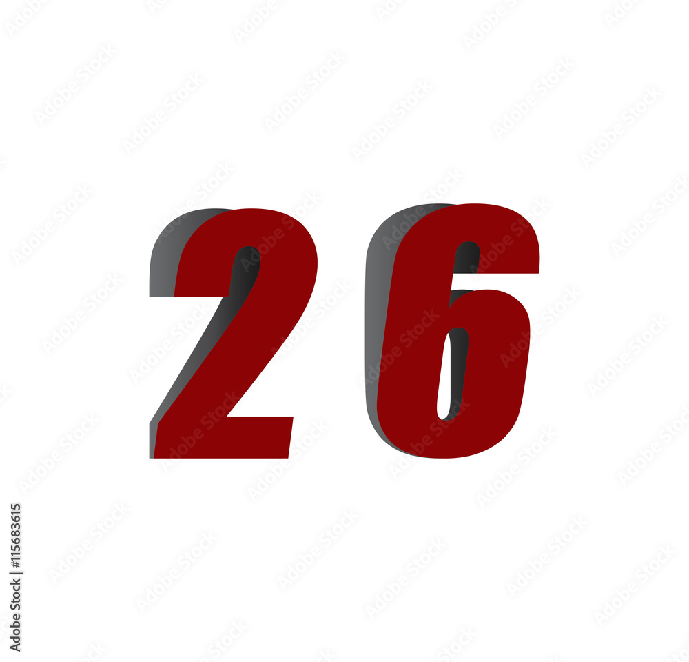 26 logo initial red and shadow Stock Vector | Adobe Stock