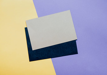 Blank card envelope with copy space on minimal color background