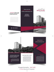 Set of Business tri fold brochure Template. Corporate Leaflet, Cover Design of building background, layout in A4 size.