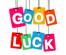 Vector Colorful Hanging Cardboard. Tags - Good Luck