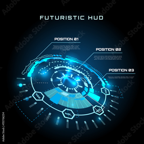 Fotografía Futuristic interface infographics, HUD, vector background