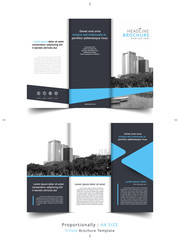 Set of Business tri fold brochure Template. Corporate Leaflet, Cover Design of building background, layout in A4 size.