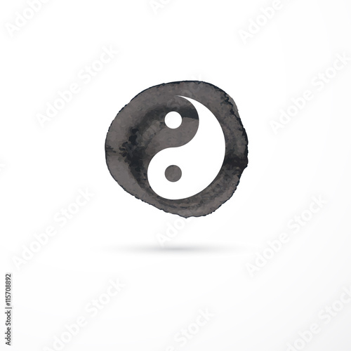 Fotografie, Obraz Alternative medicine and martial, yin yang concept - vector watercolor icon