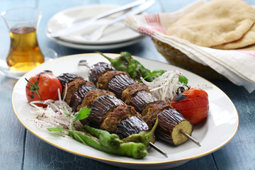 Wall Mural - eggplant kebab, patlican kebab, Turkish cuisine
