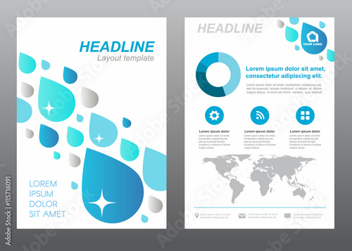 Layout Flyer Template Size A4 Cover Page Blue Drop Water Rain Layout Flyer Template Size A4 Cover Page Blue Drop Water Rain Abstract Vector Design