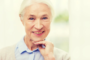 Poster - happy senior woman face at home