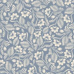 Seamless background in folk style blue