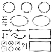 Set Of Hand Drawn Elements For Selecting Text.